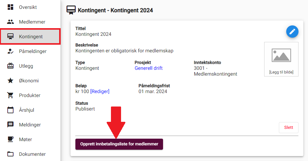 Opprett innbetaling