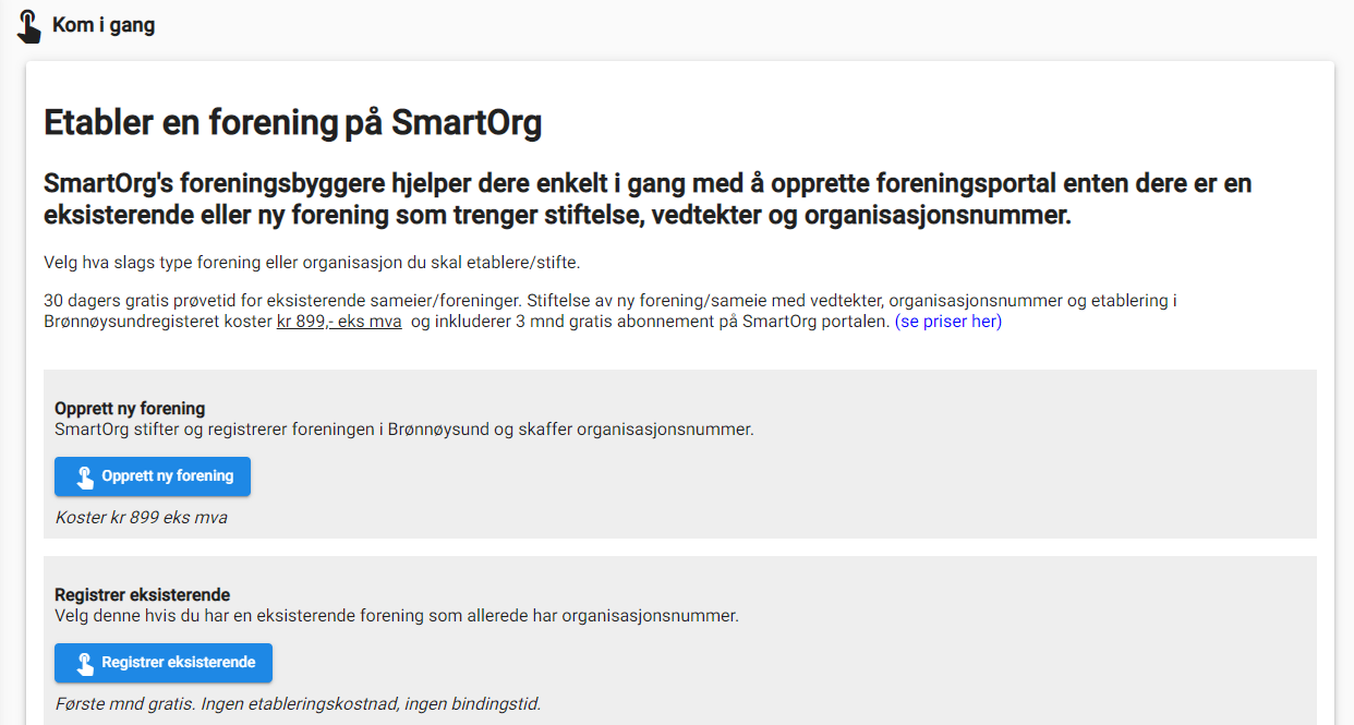 Enkel oppstart av forening eller sameie med våre foreningsbyggere som generere vedtekter stiftelsesprotokoll