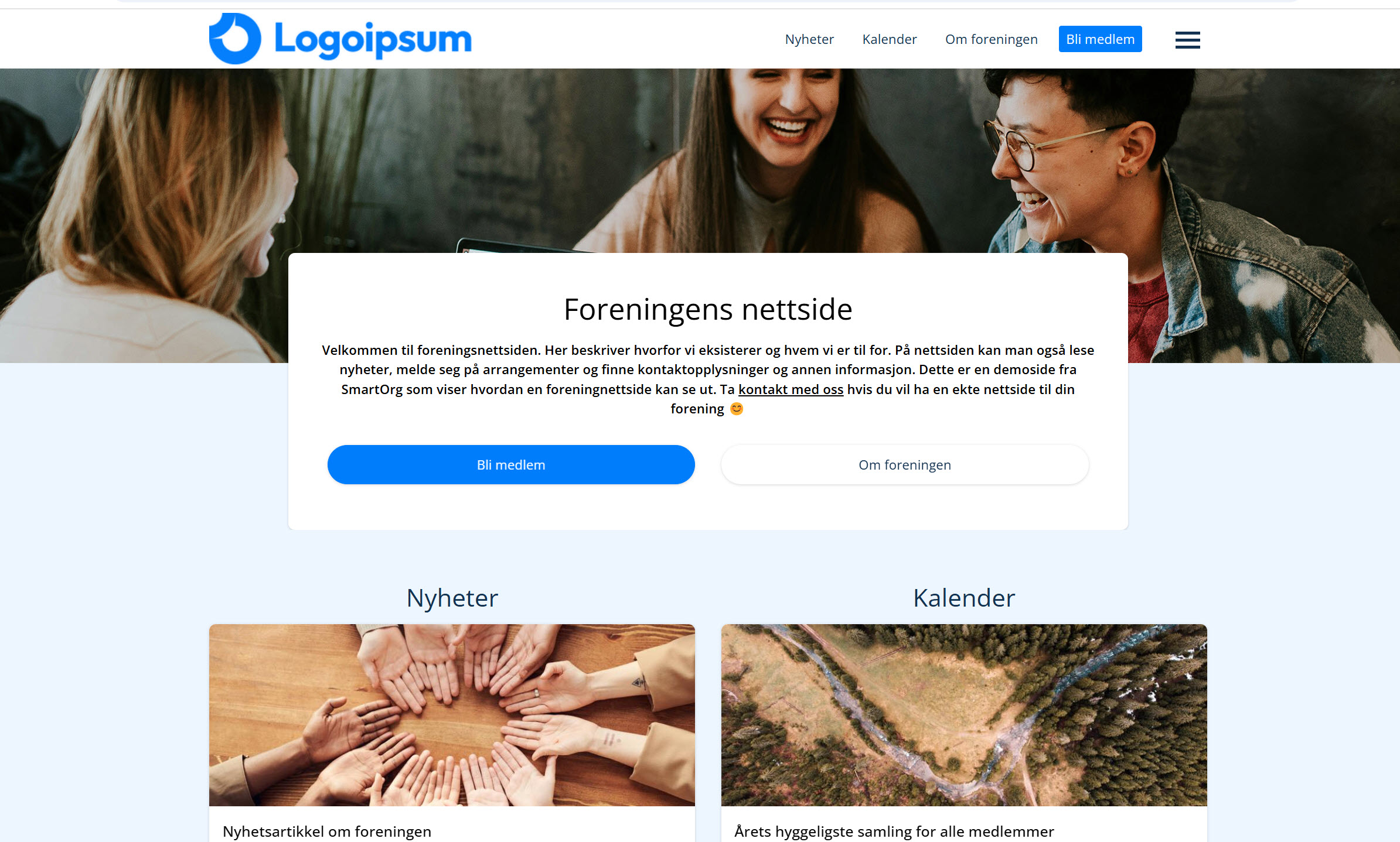 SmartOrg Nettside for foreningen - Eksempel